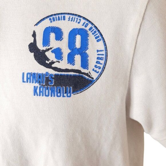 Vintage Esprit Cliff Diving Polo Shirt Mens Size Small Lanai Kaunolu Hawaiian - Picture 2 of 6
